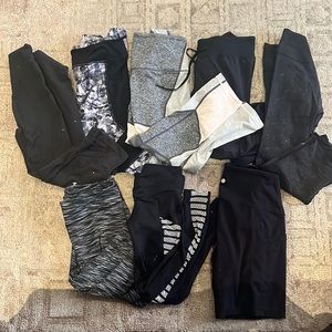7 cropped leggings and 1 pair of workout shorts
